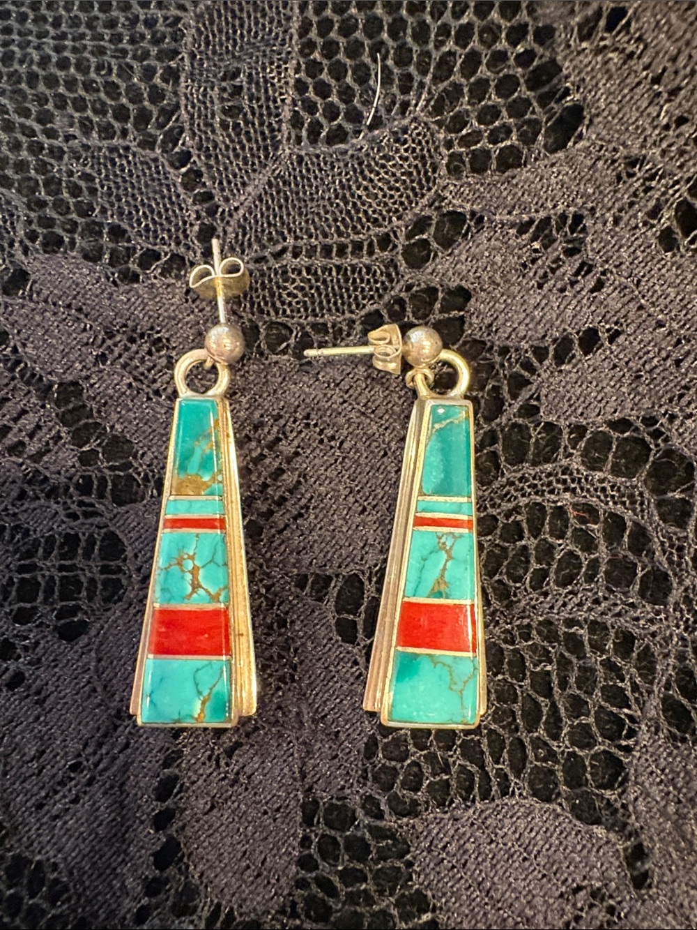 Turquoise and coral earrings